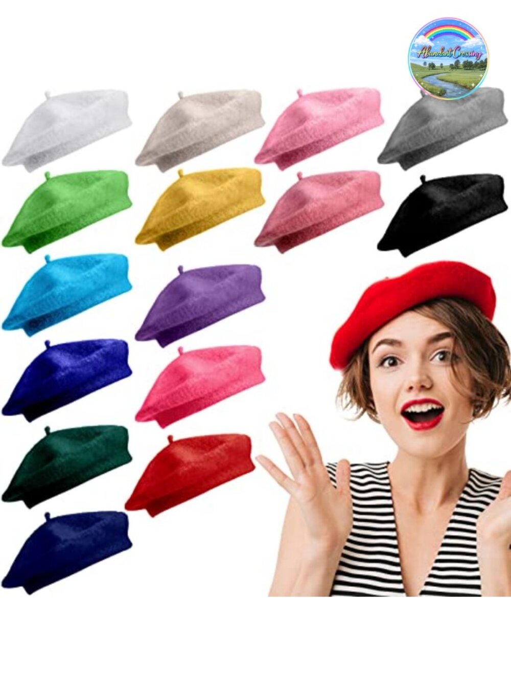 Wool French Beret Hat Set Artist Cap Winter Beanie Solid Color